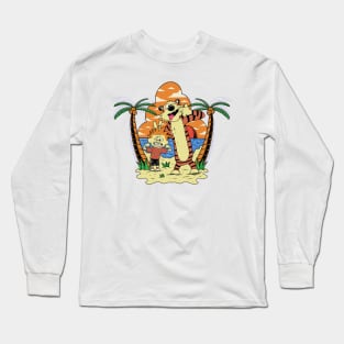 Calvin and Hobbes in the Beach Long Sleeve T-Shirt